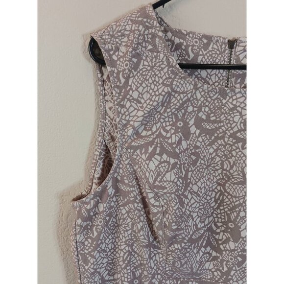LOFT Lace Print A-Line Sleeveless Sheath Dress Size 16 Beige Tan Summer Wedding - Picture 3 of 10